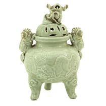 A Celadon Tripod Censer with Cover