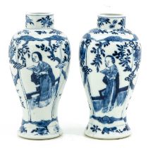 A Pair of Blue and White Garniture Vases