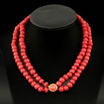 A Double Strand Red Coral Necklace