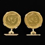 A Pair of Cufflinks with Gold 5 Guilder Coins