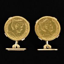 A Pair of Cufflinks with Gold 5 Guilder Coins