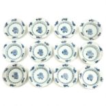 A Series of 12 Blue and White Plates