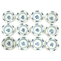 A Series of 12 Blue and White Plates