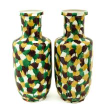 A Pair of Spinach and Egg Decor Vases