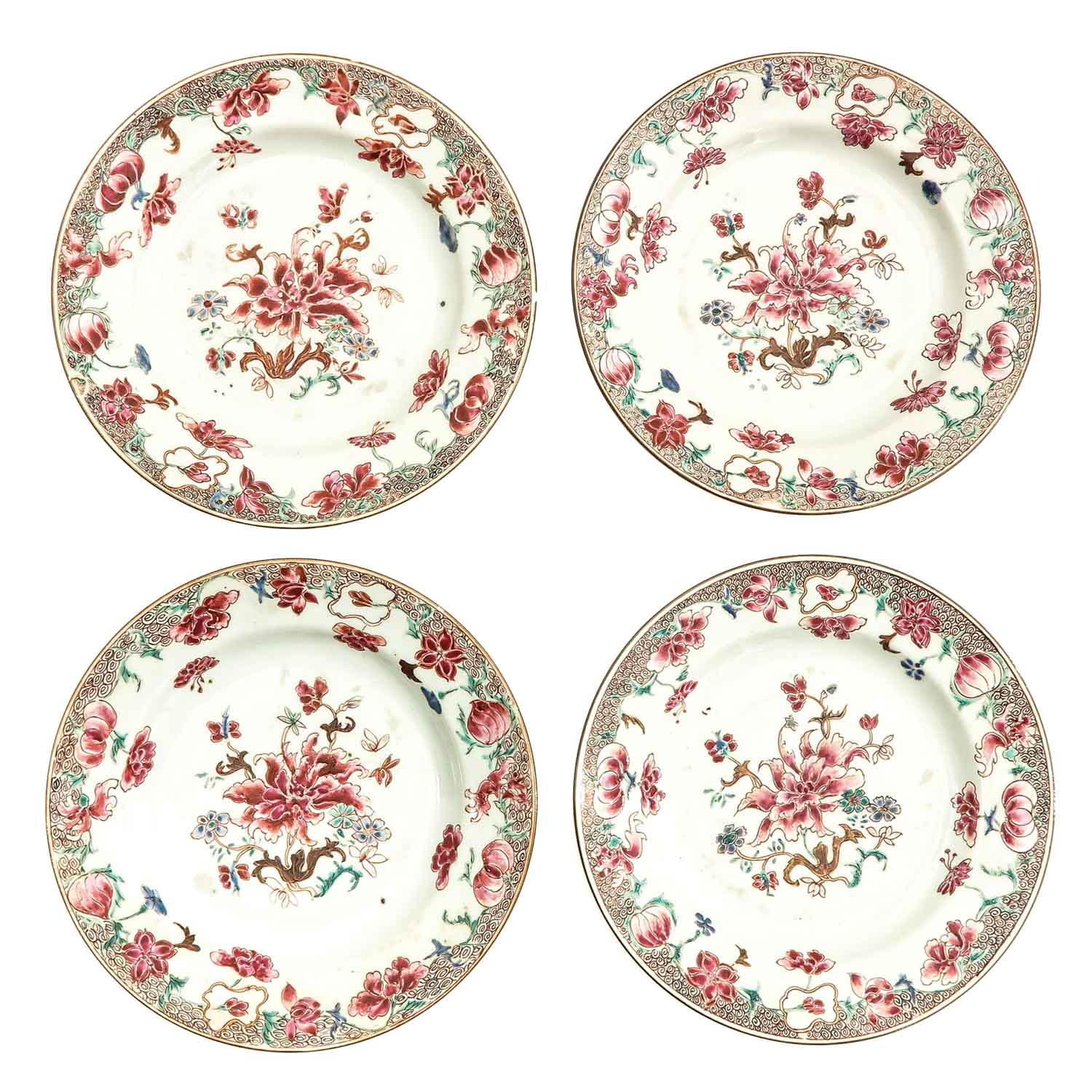 A Series of 4 Famille Rose Plates