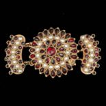 A Very Rare 14KG Garnet and Pearl Clasp