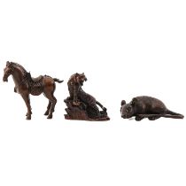 A Collection of 3 Small Bronze Sculptures