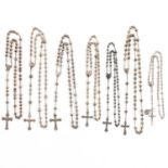 A Collection of 7 Silver Rosaries