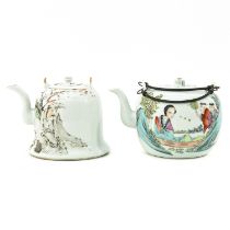 A Lot of 2 Qianjiang Cai Deor Teapots