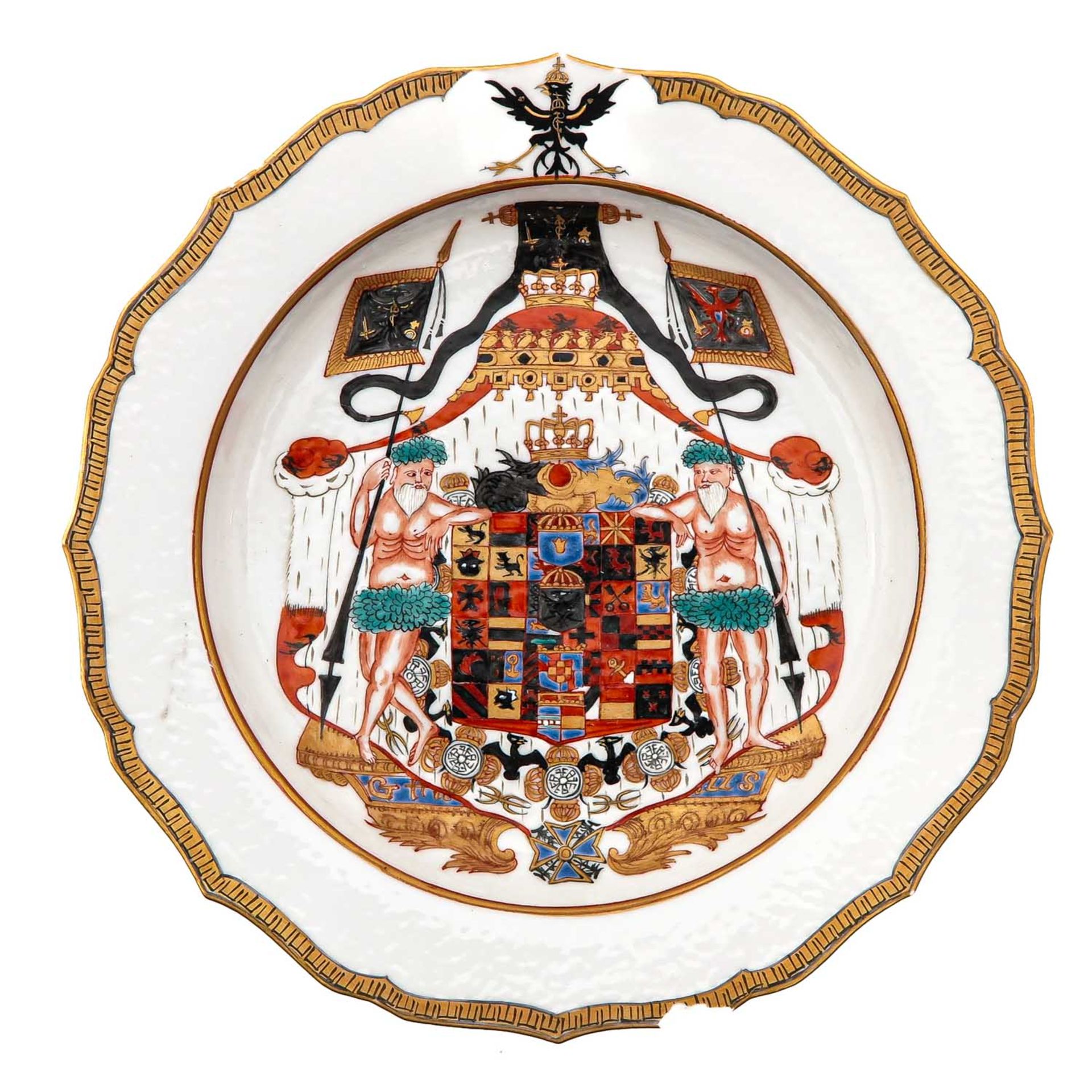 A Polychrome Armorial Plate