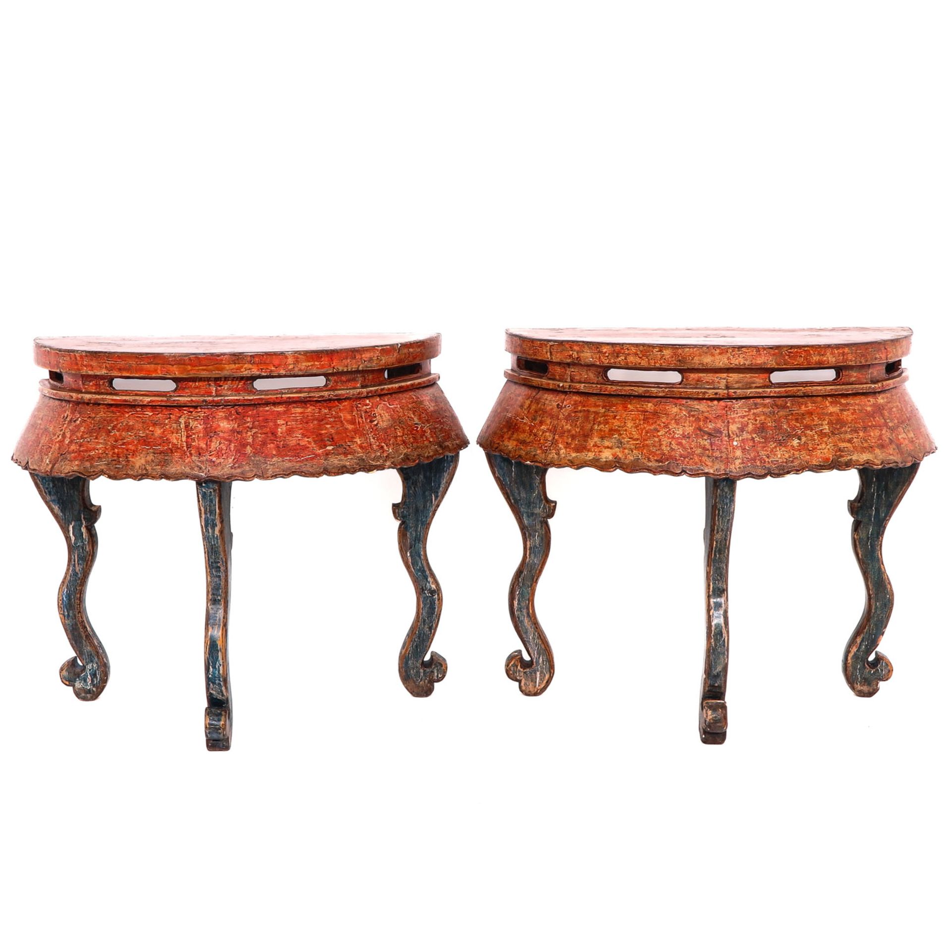 A Lot of 2 Demi Lune Console Tables