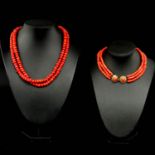 A Lot of 2 Red Coral Necklaces