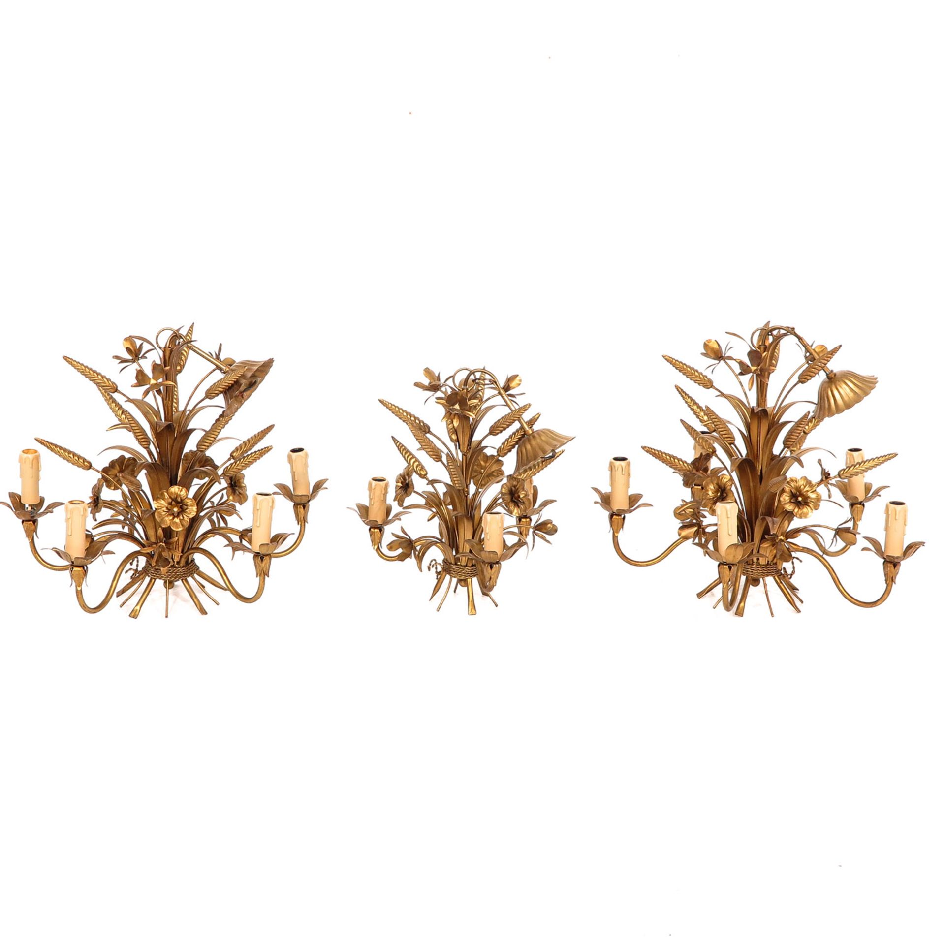 A Collection of 3 Wheat Chandeliers - Image 2 of 9