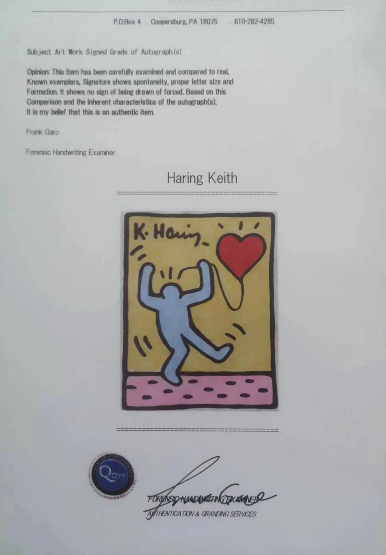 Keith Haring (1958-1990), Watercolor on Paper, Manuscript - Image 2 of 4