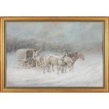 George de Swertschkoff (1872-1957)Winter landscape with horses pulling sleigh