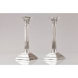 A pair of column candlesticks