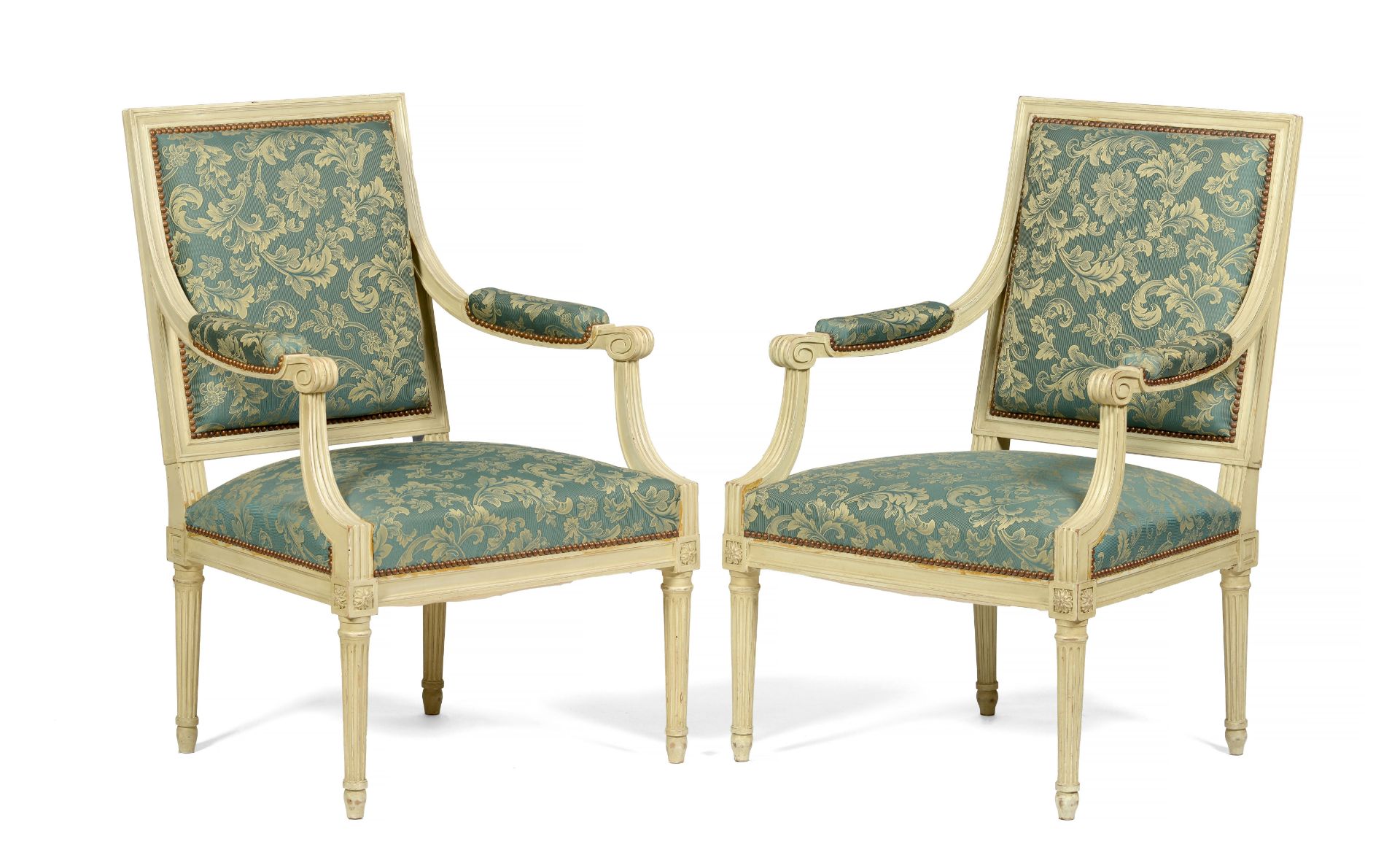 A pair of Louis XVI style fauteuils