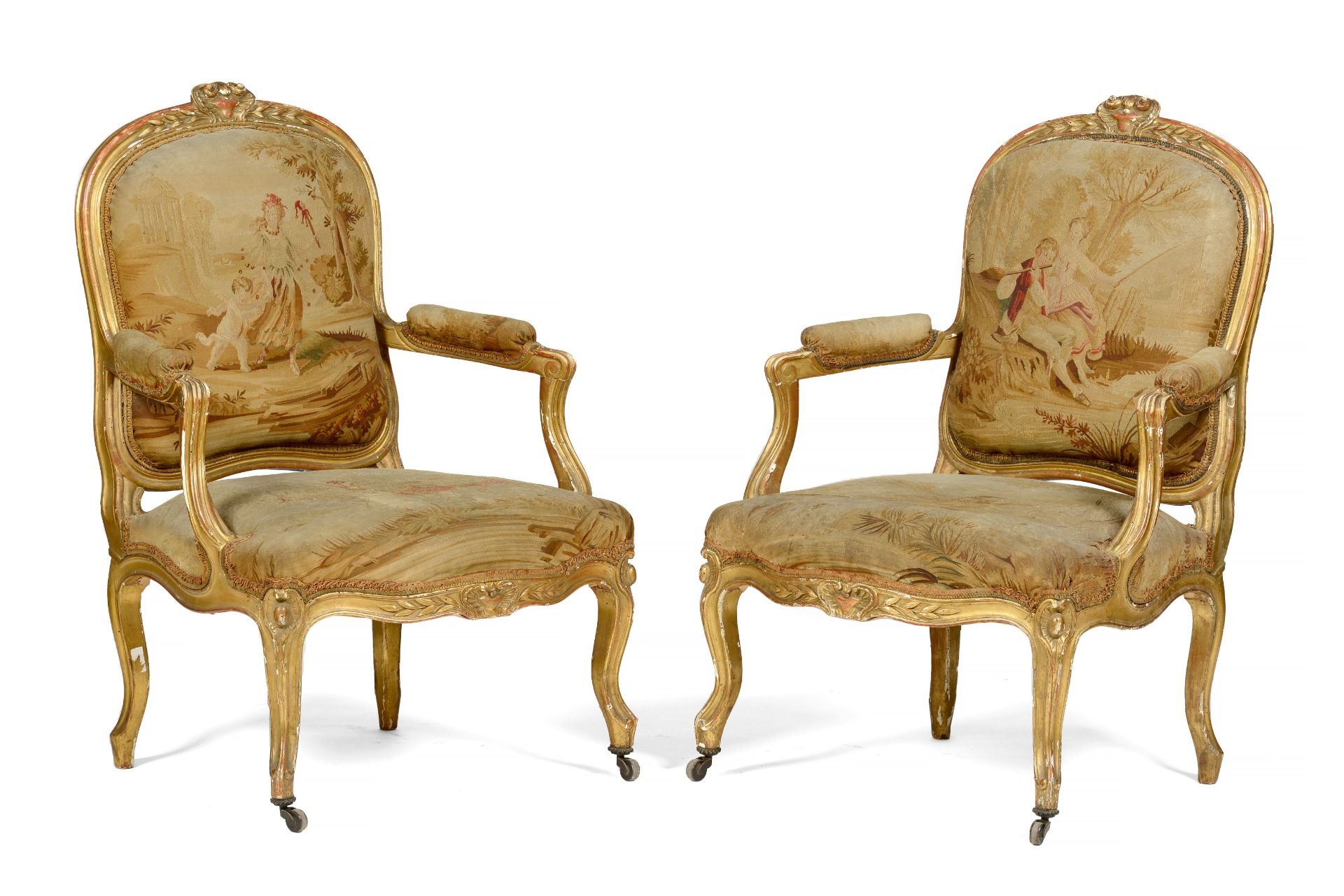 A pair of Louis XV fauteuils