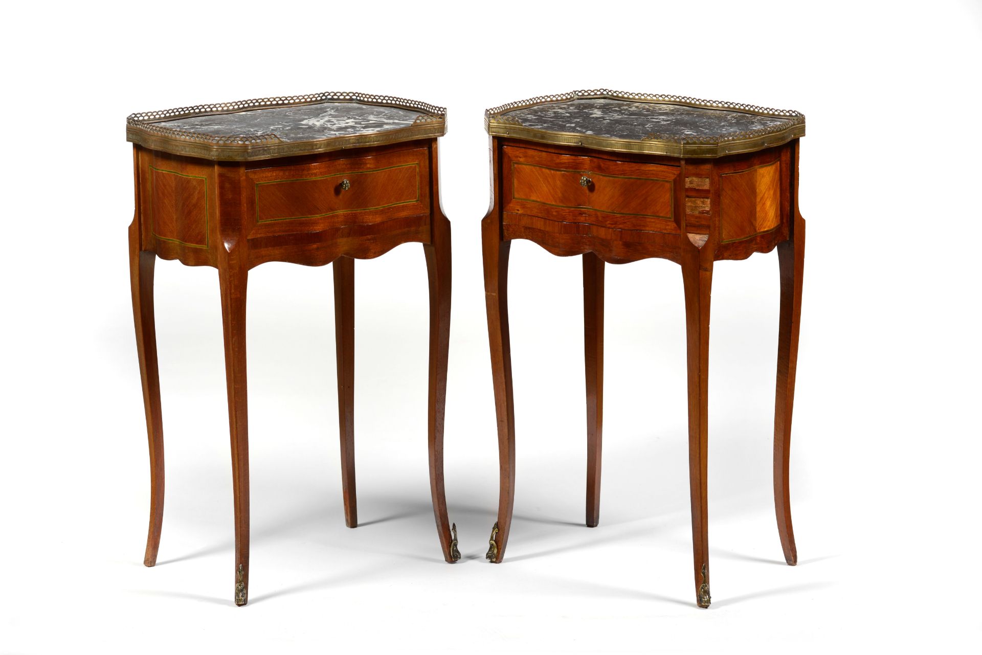 A pair of Louis XVI style side tables