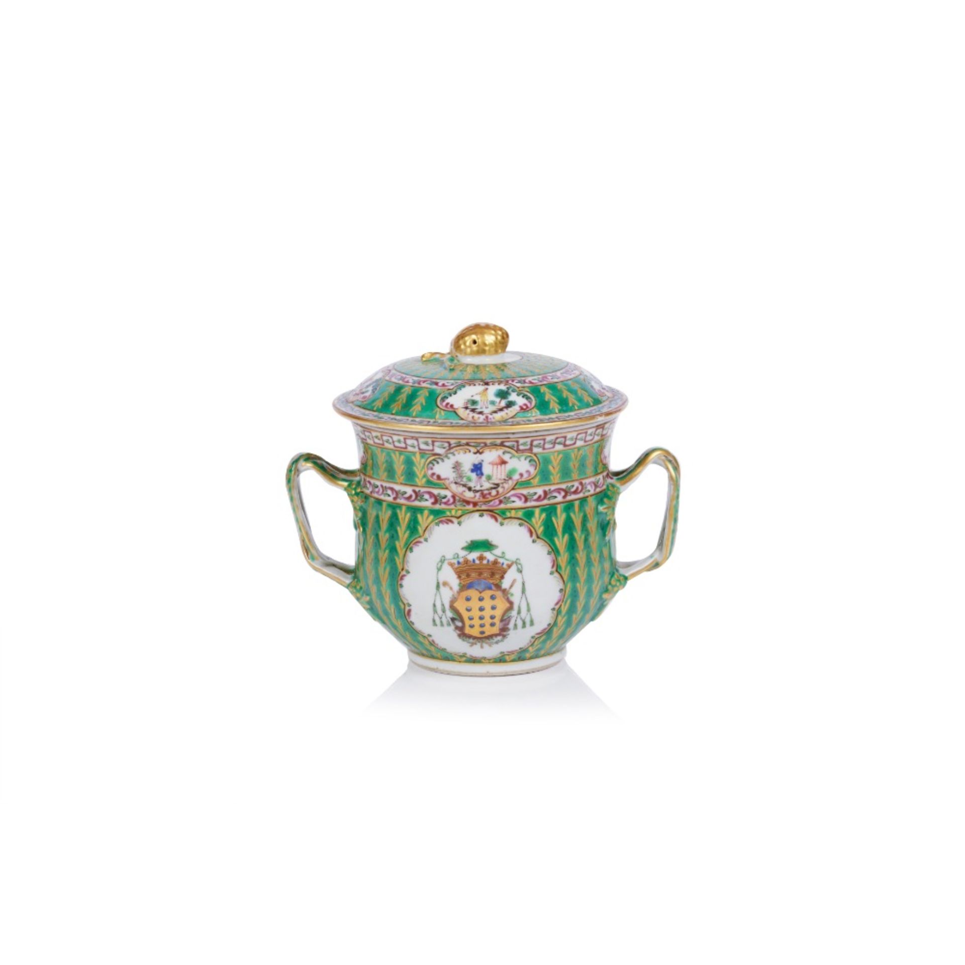 An armorial sugar bowl