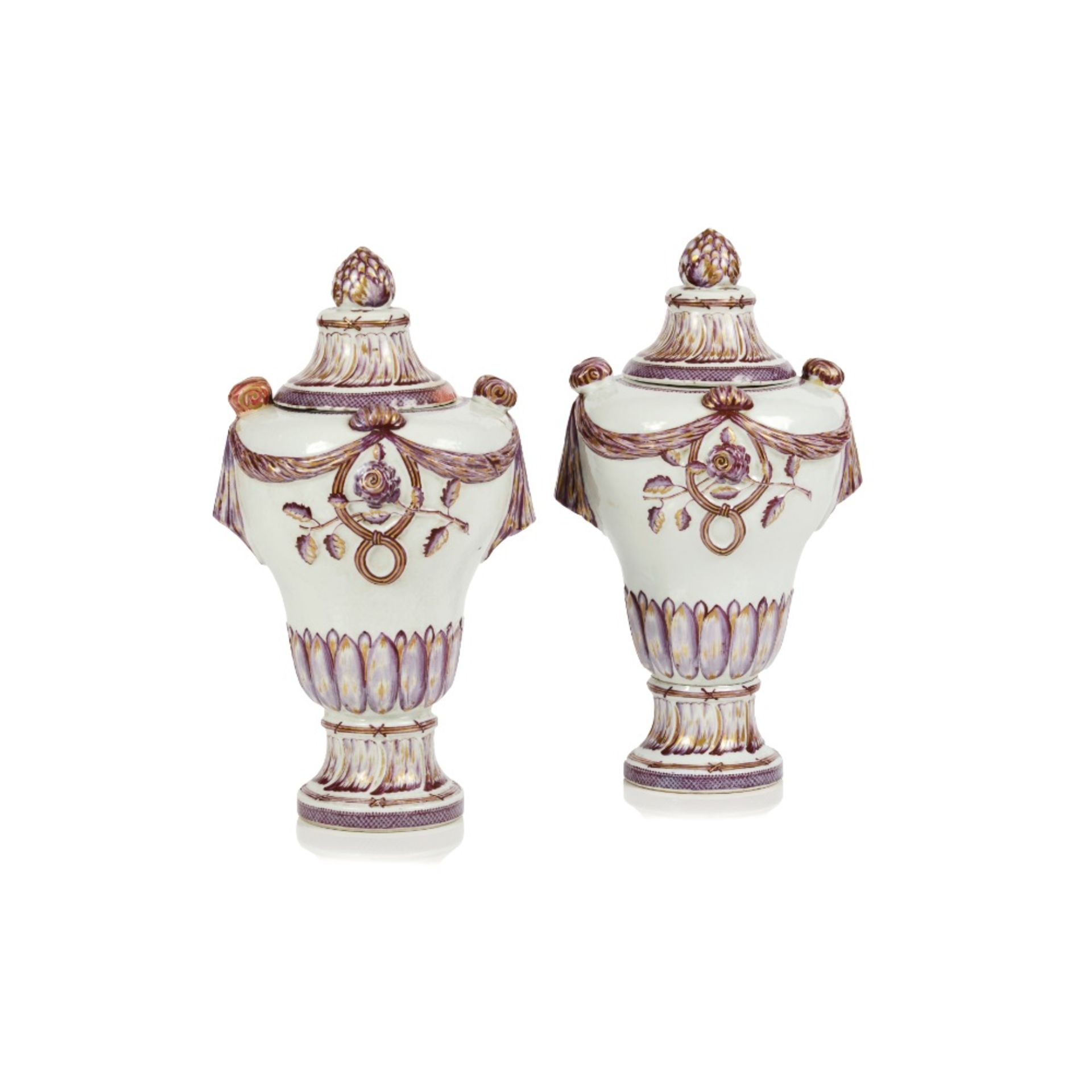 A pair of urns with covers