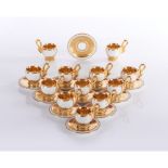 An unusual set of 12 DAGOTY (1771-1840) coffee cups and 11 saucers