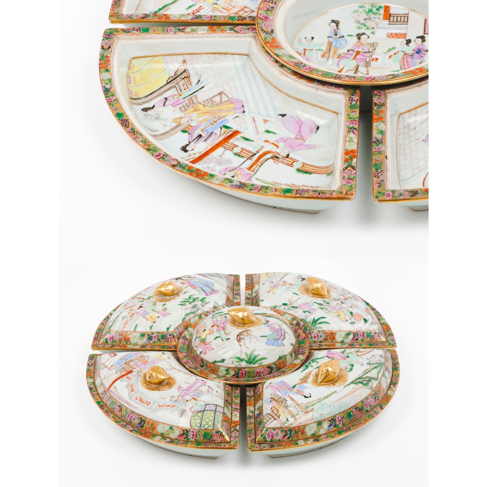 A set of five supper dishes and covers