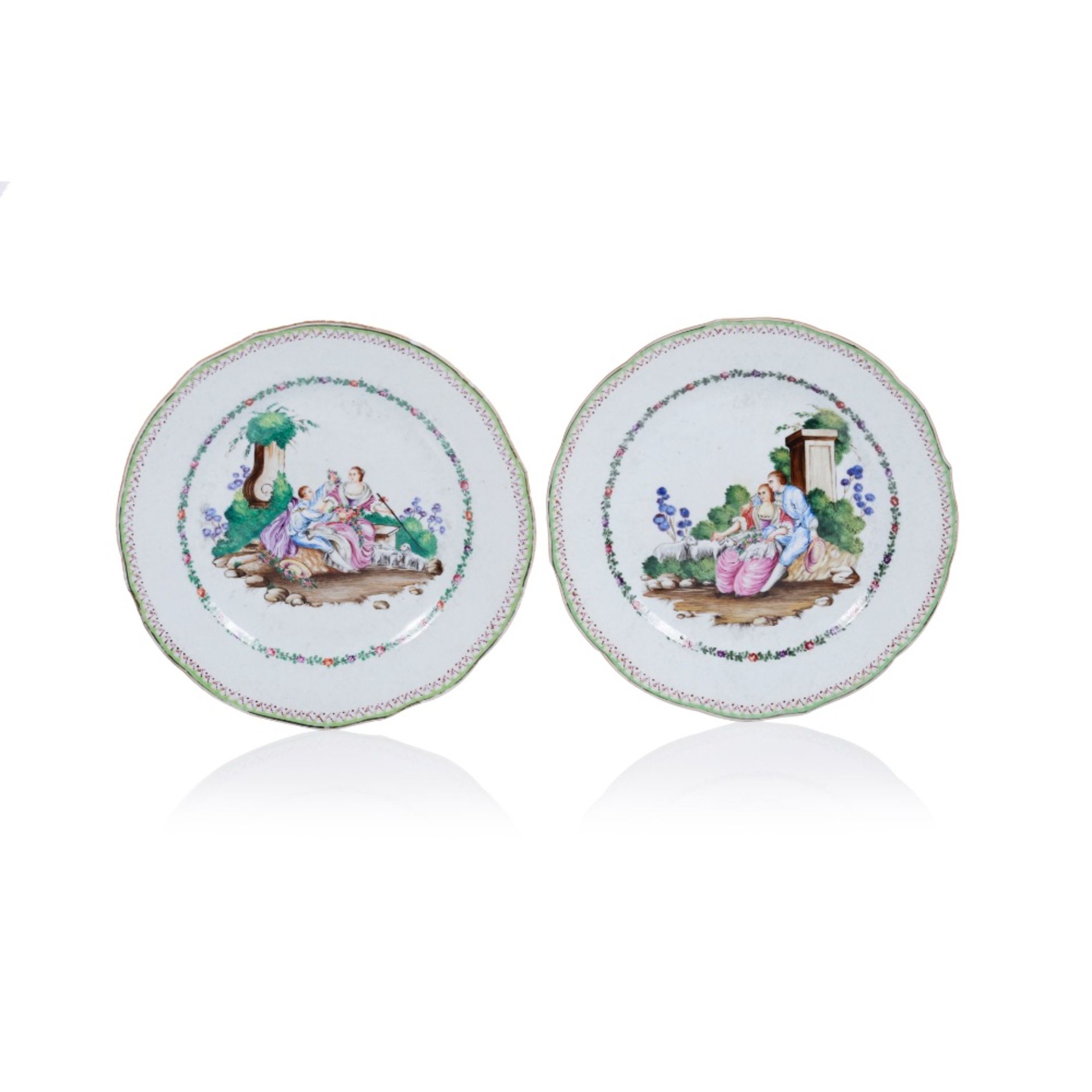 Two "European Figures" plates