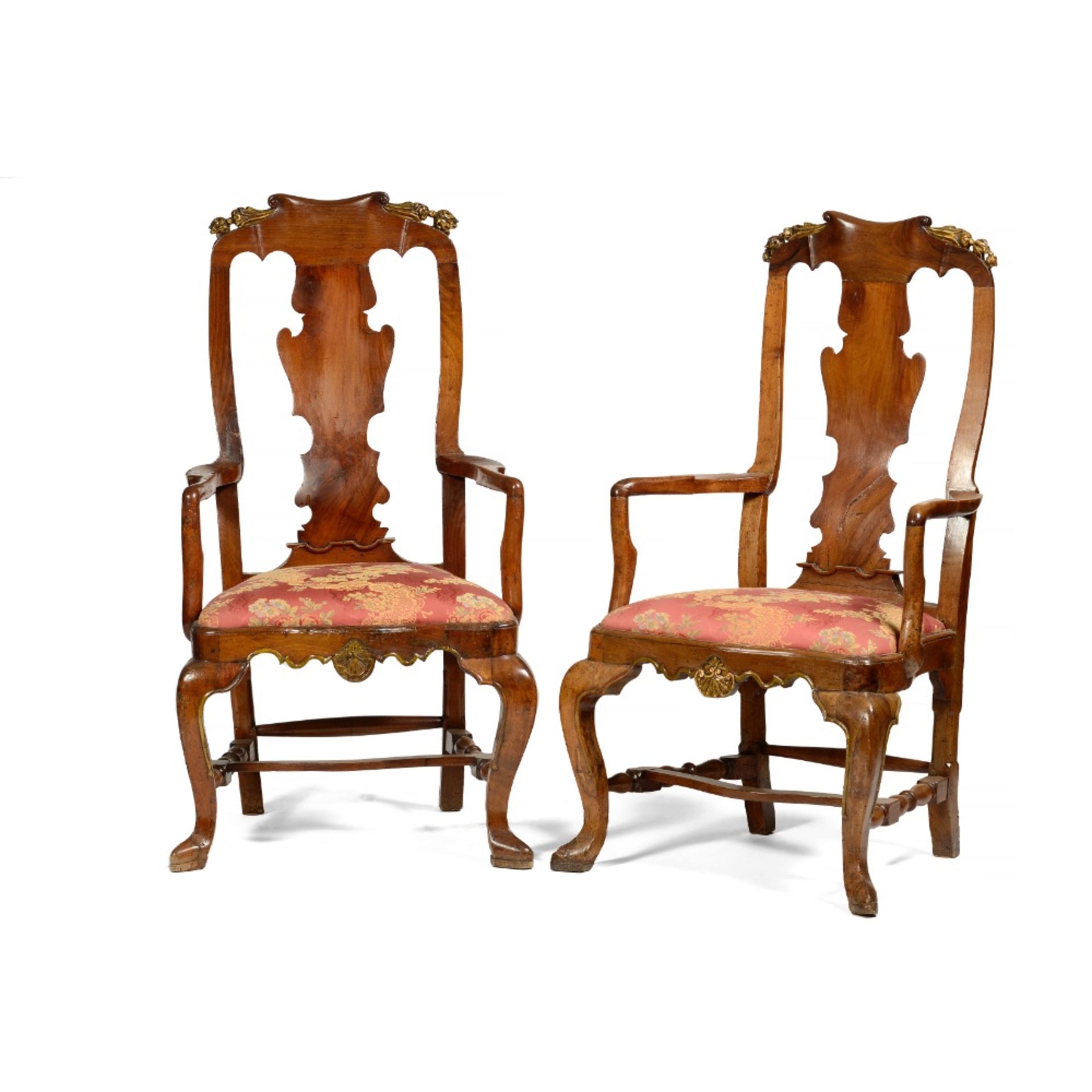 A pair of Queen Anne armchairs