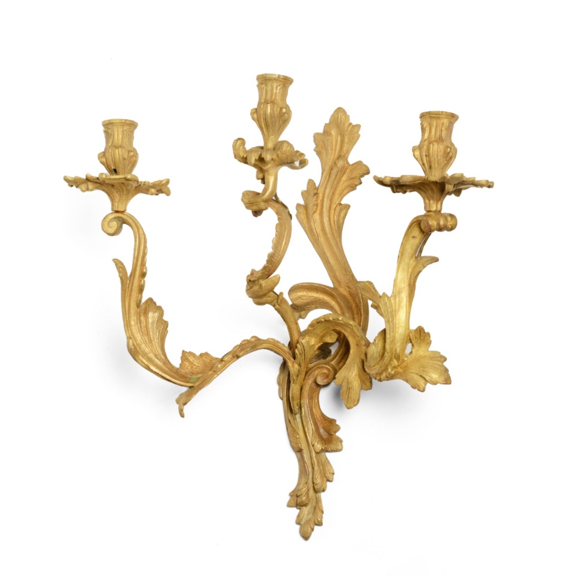 A pair of three branched Louis XVI style wall sconces - Image 2 of 2
