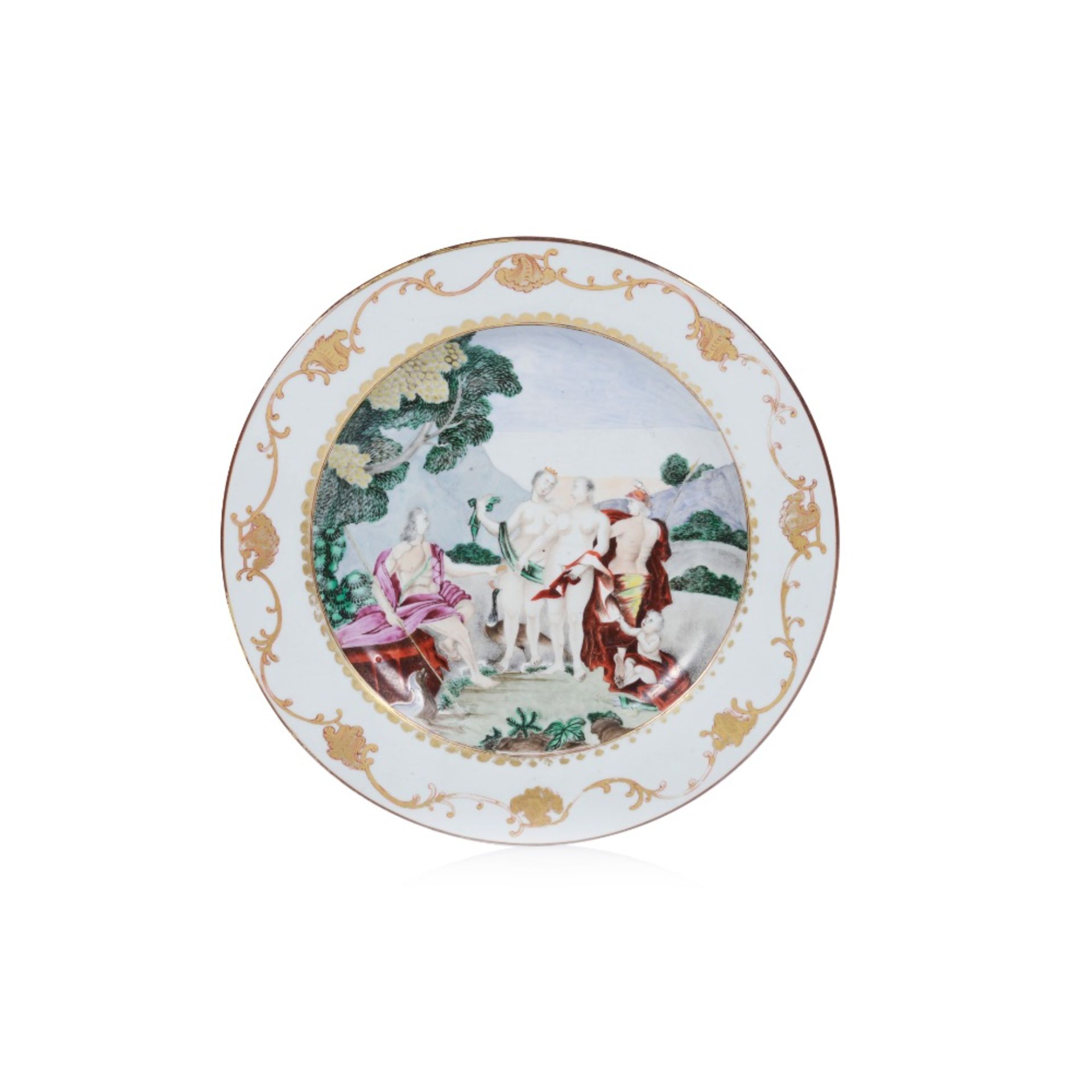 A large "Judgement of Paris" plate