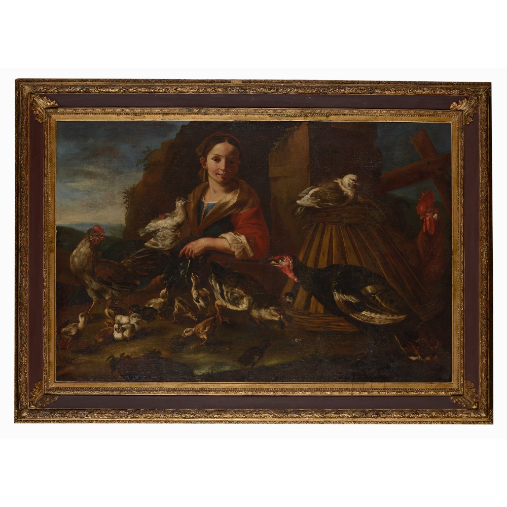 A peasant woman with birds