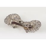 A Romantic era tray and wick scissors, Silver 833/000, Foliage reliefs decoration, Lisbon assay-mark