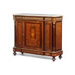 A Napoleon III cabinet, Rosewood, burr walnut and other woods veneered carcass, Marquetry decoration