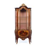 A Louis XV style display cabinet, Rosewood veneered, Gilt bronze mounts, Landscapes and courting