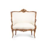 A Louis XV bergère, Carved and gilt wood, Upholstered back and seat, France, 18th century,