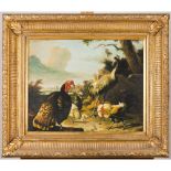 English school, 19th century, Landscape with birds, Oil on canvas, 40,5x50,5 cm