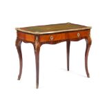 A Louis XV style desk, Solid and veneered rosewood, Leather lined top, Chiselled and gilt bronze
