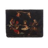 Italian School, 18th century, The Adoration of the Shepherds, Oil painting on marble, 41x55,5 cm