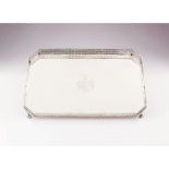 A rectangular galleried tray, Silver 833/000, Engraved decoration of armorial shield for Perestrelo,