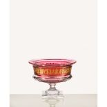 A large bowl, Val St. Lambert crystal of Greek mythology figures decoration in red and gold,