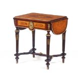 A drop leaf child's desk table, Rosewood and other woods, Rosewood, boxwood and other natural and
