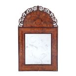 A "William and Mary style" wall mirror, Walnut, Floral marquetry decoration in walnut and other