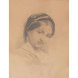 Portuguese School, 19th century, Portrait of a Lady, Charcoal drawing on paper, 40x30,5 cm