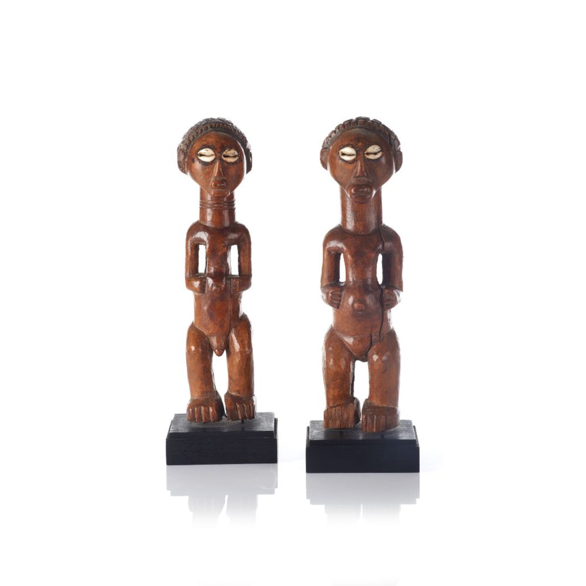 A pair of figures, Exotic wood, Democratic Republic of the Congo, First-half of 20th century,