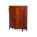 A Louis XV style cupboard, Solid and veneered rosewood and other timbers, Two doors and inner