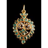 A heart shaped reliquary, Gold, Set with emeralds and rose cut diamonds, 17th / 18th century, (later