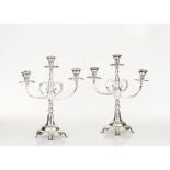 A pair of three branch candelabra, Silver 916/000, Curved branches, Lisbon hallmark (1938-1984)