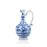 A jug, Chinese porcelain, Blue underglaze decoration of foliage motifs bands and medallions of