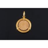 A sovereign medal, Gold 800/000 frame, Gold 916/000 sovereign dated 1889, Oporto hallmark (1985-